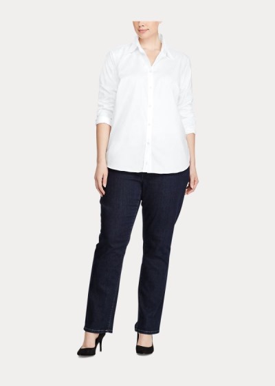 Camisa Ralph Lauren Mujer Blancos - Cotton Poplin - TFDEG0361